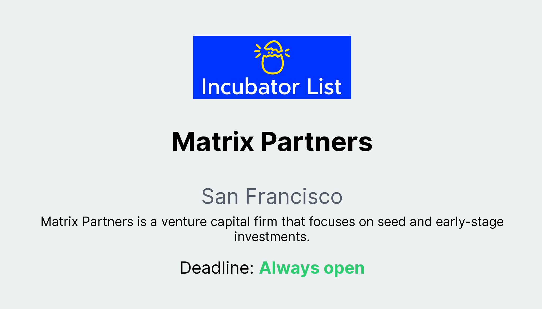 Matrix Partners - Key Information