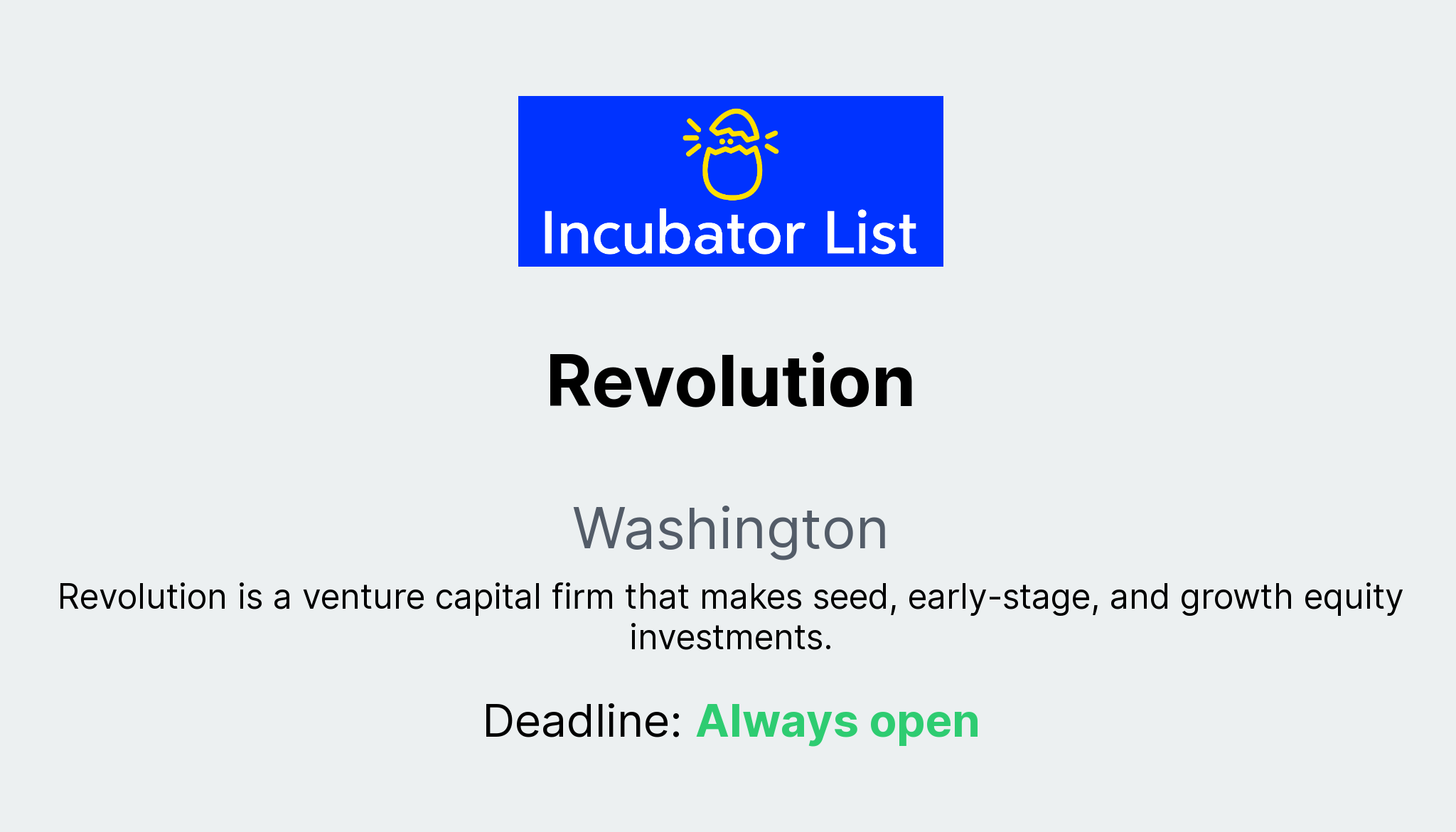 Revolution Address Revolution - Key Information