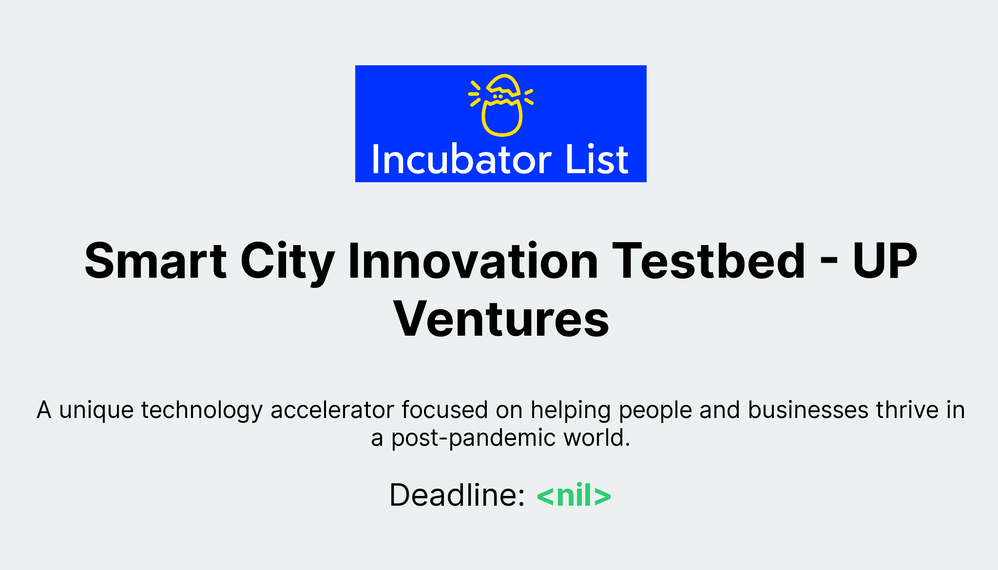 Doctor call Advanced Smart City Innovation Testbed - UP Ventures - Key Information