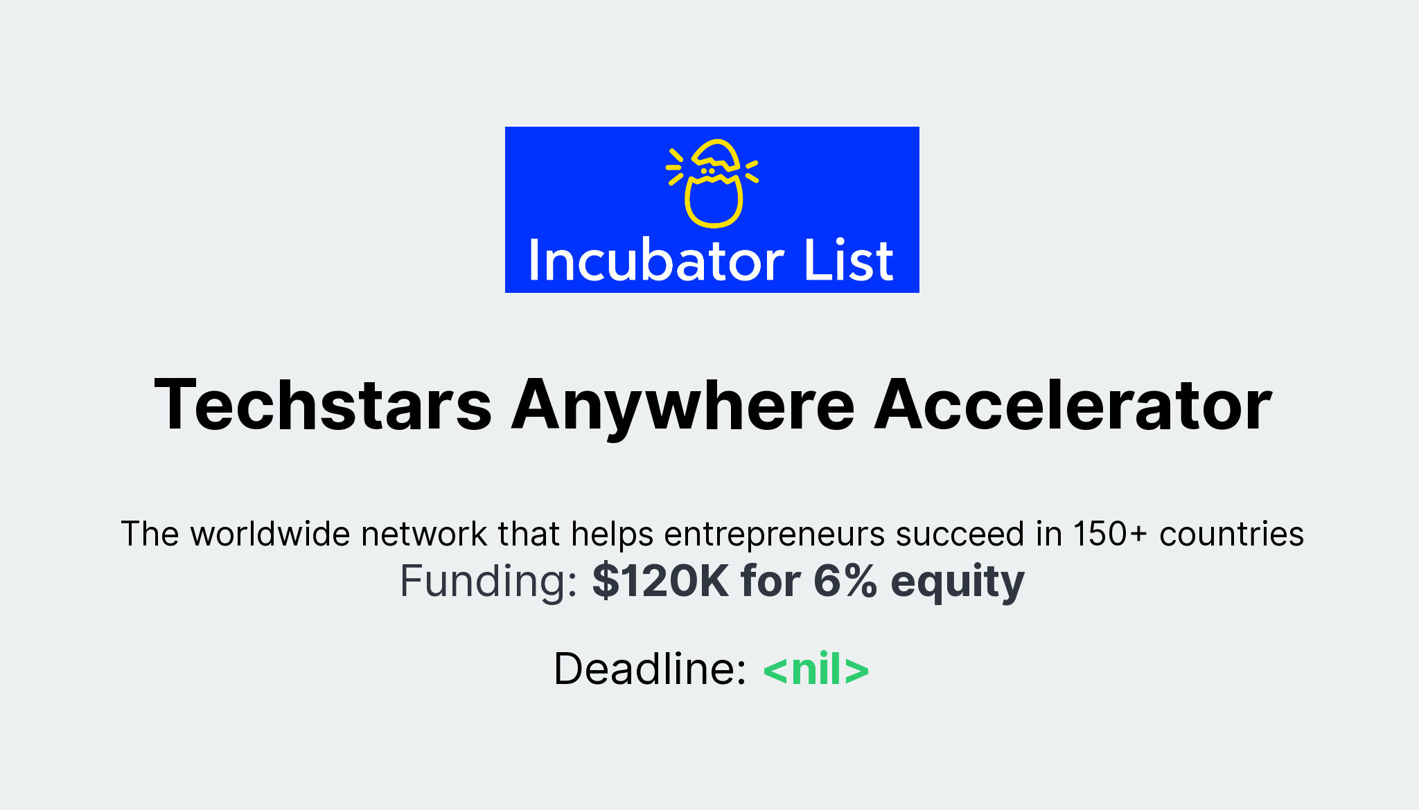 Techstars Anywhere Accelerator - Key Information
