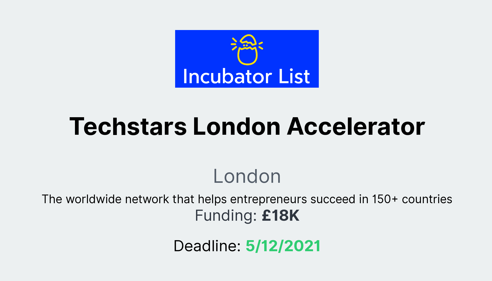 Techstars London Accelerator - Key Information