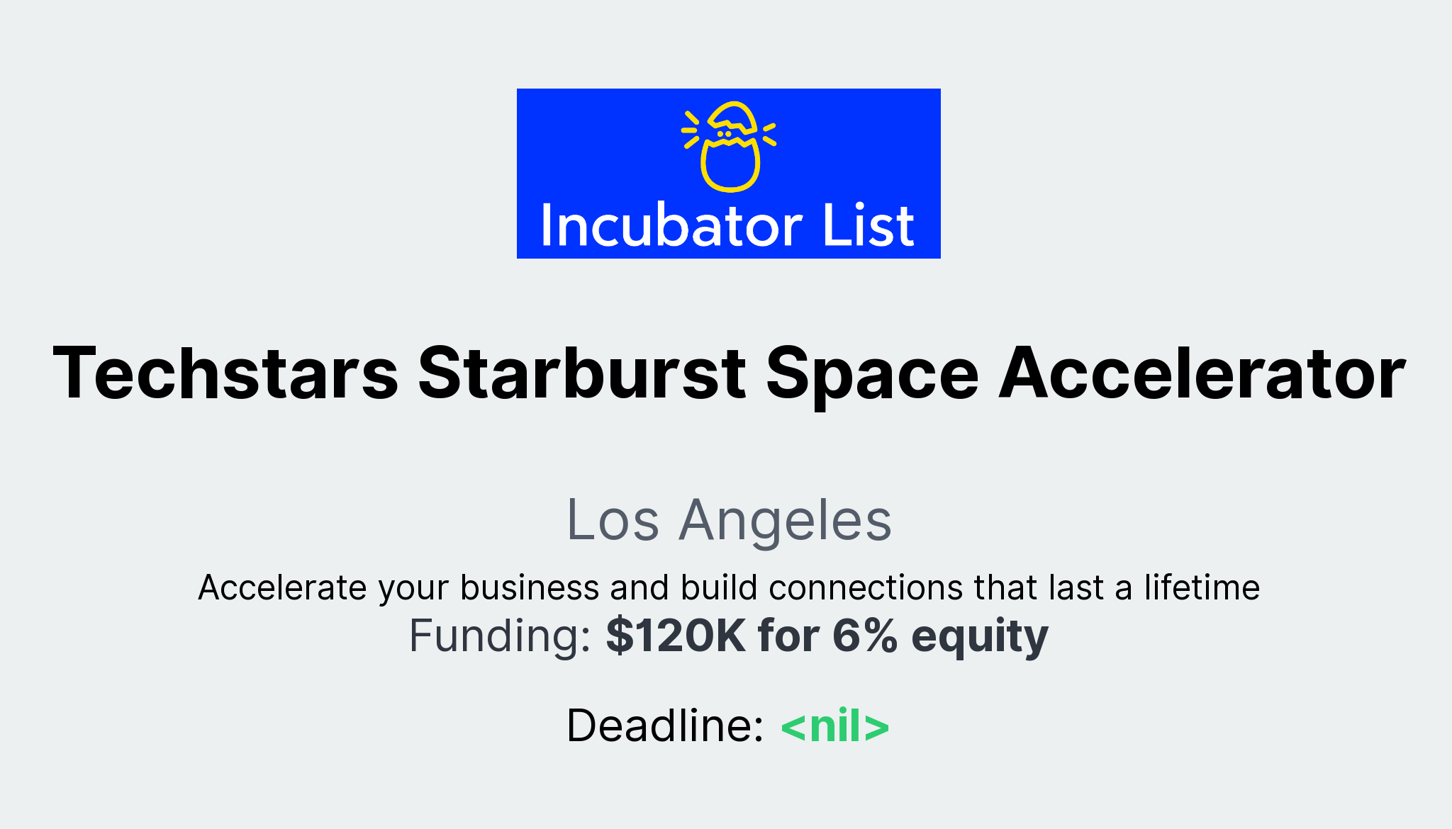 Techstars Starburst Space Accelerator - Key Information