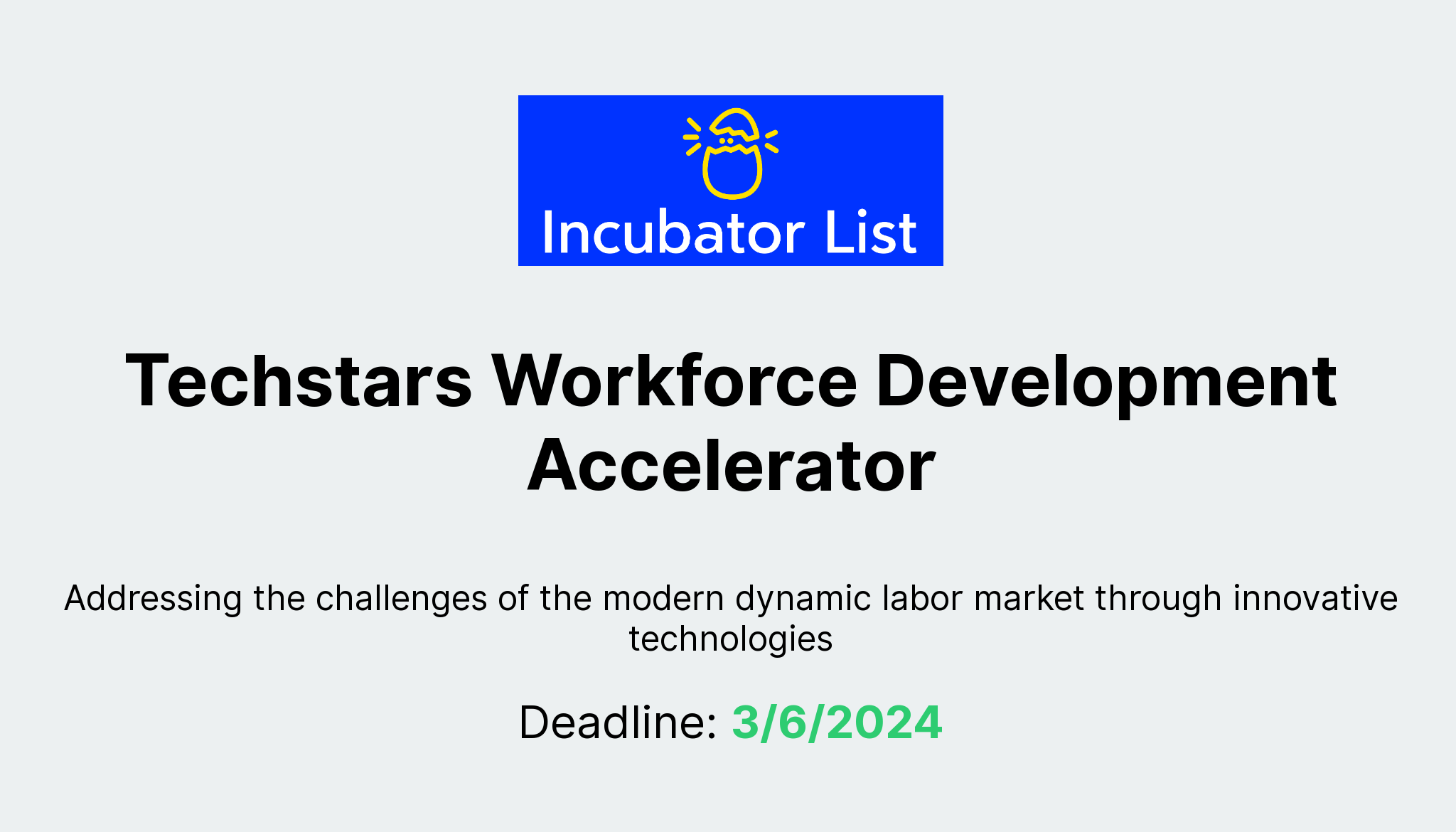 Techstars Workforce Development Accelerator - Key Information