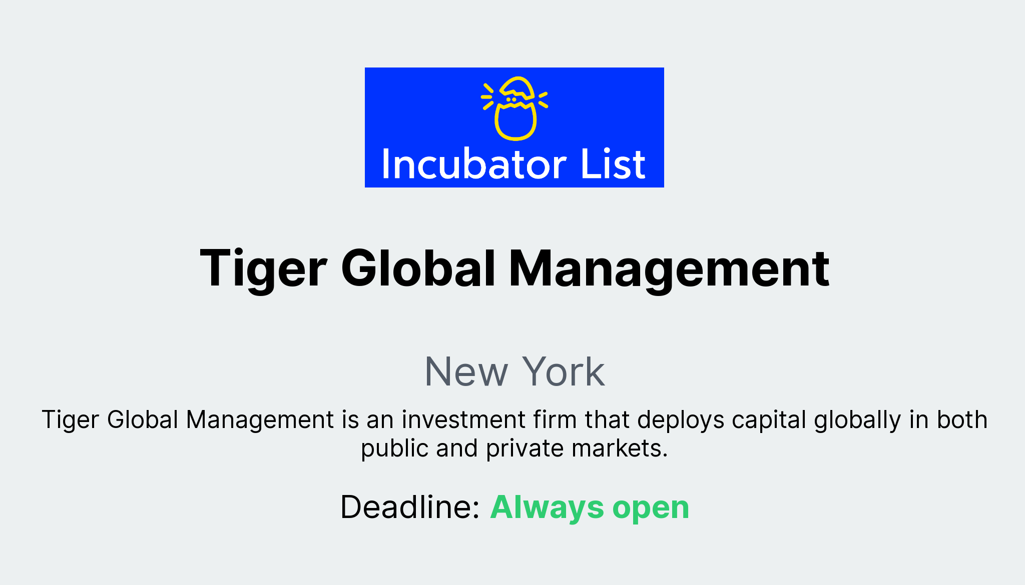 Manager Client Tiger Tiger Global Management - Key Information